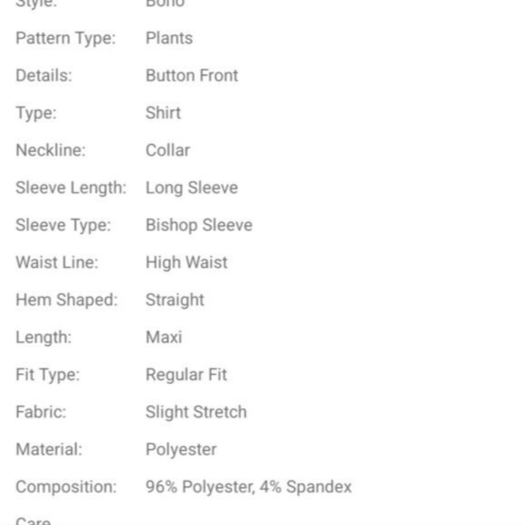 BOHEMIAN PREMIUM BRAND AND QUALITY PLANTS PATTERN SHIRT STYLE MAXI DRE… - Picture 8 of 9